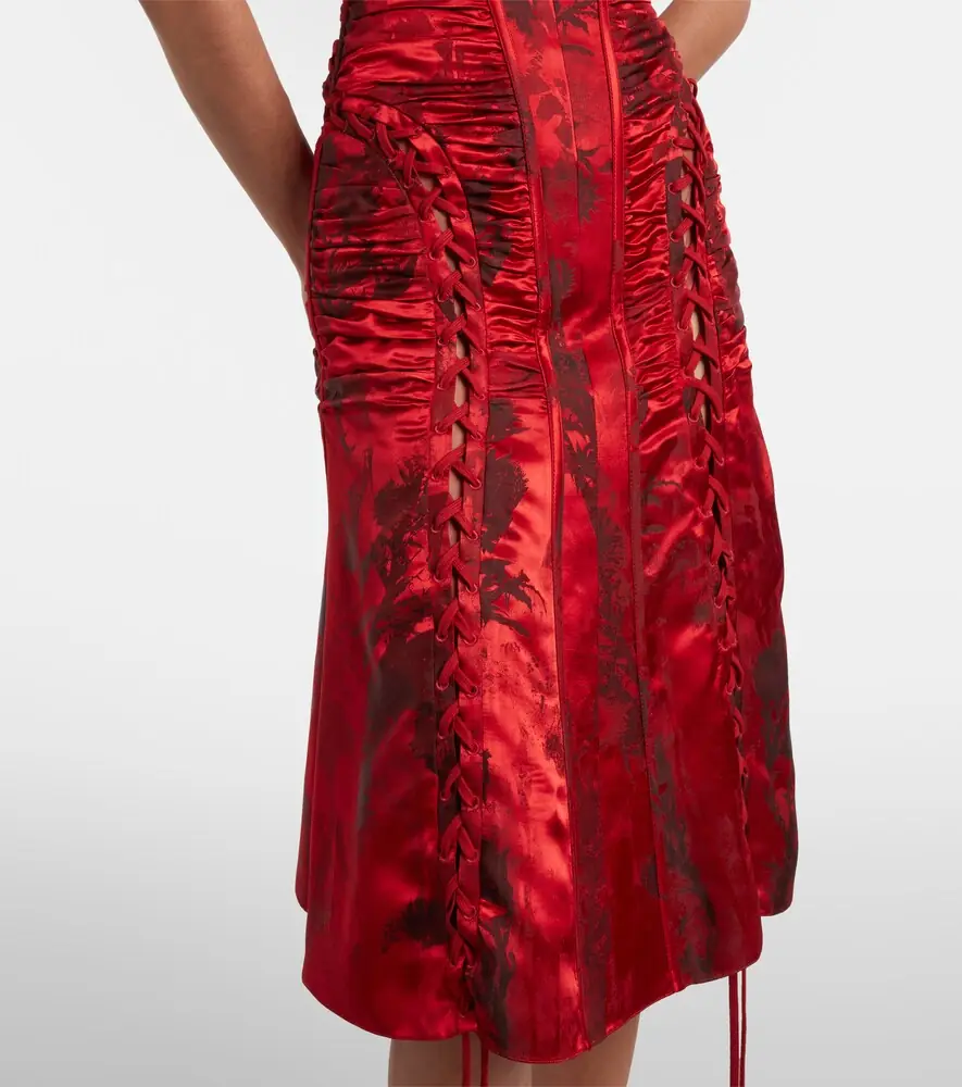Alexander McQueen Lace-up ruched midi dress | Thumbnail 4 Alexander McQueen Lace-up ruched midi dress | Thumbnail 4