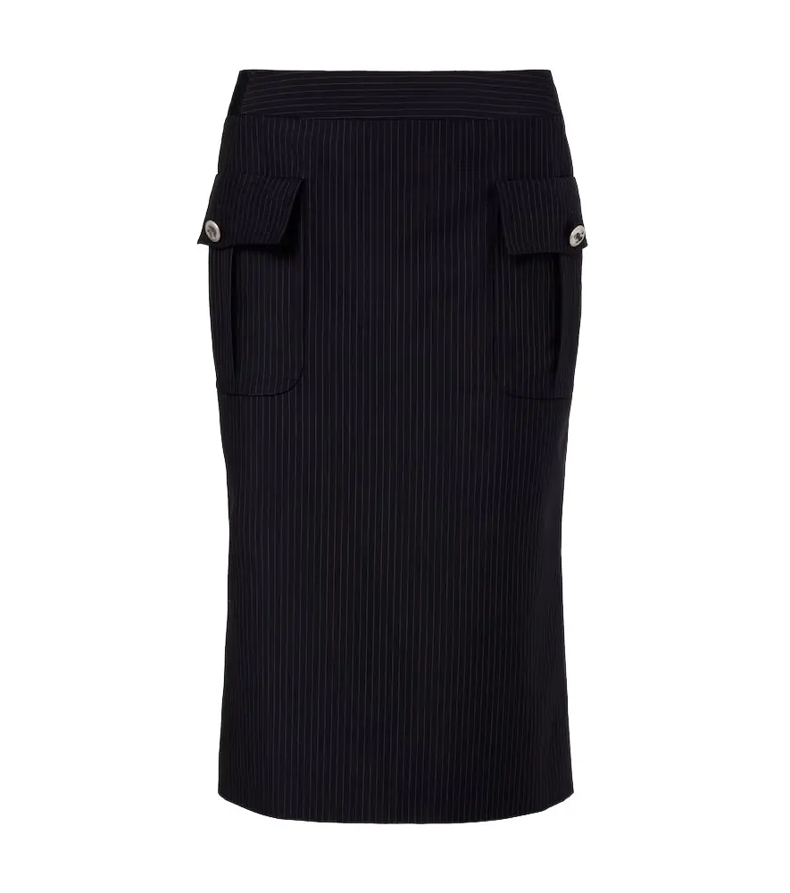 Alexander McQueen Chalk stripe wool and mohair pencil skirt | Image 1 Alexander McQueen Chalk stripe wool and mohair pencil skirt | Image 1