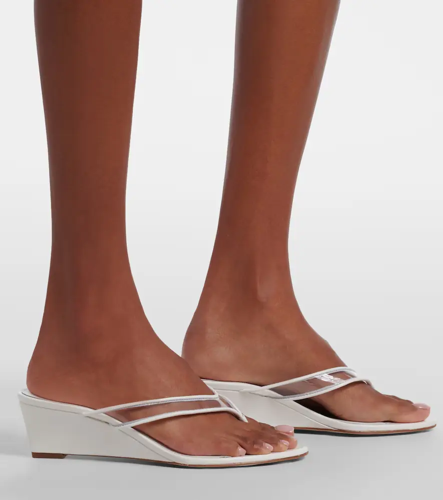 Veronica Beard Clea leather-trimmed wedge thong sandals | Thumbnail 6 Veronica Beard Clea leather-trimmed wedge thong sandals | Thumbnail 6