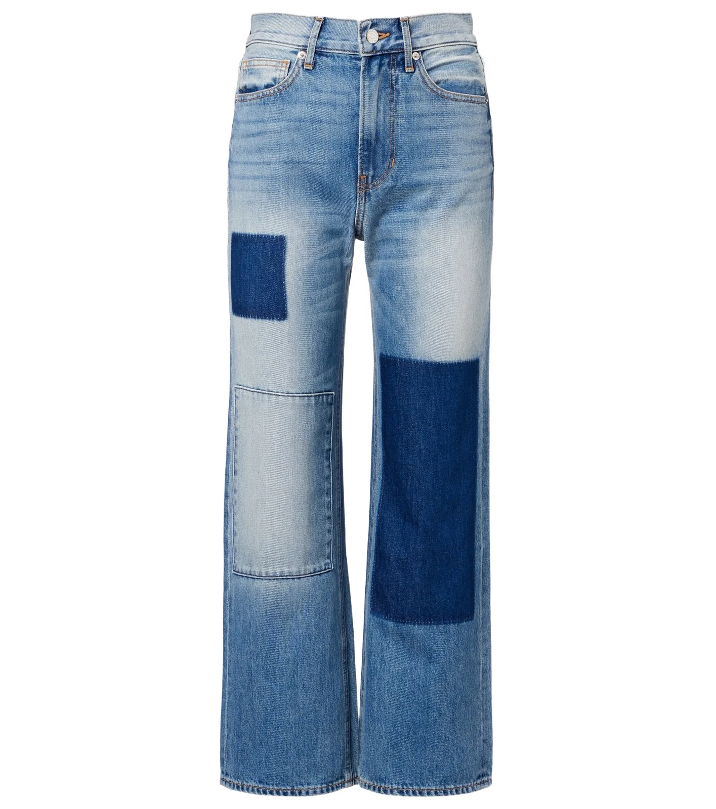 Patchwork straight jeans