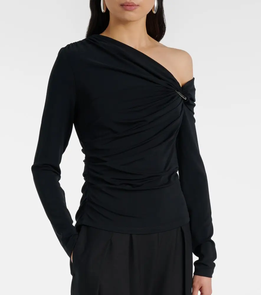 Veronica Beard Lozea asymmetric ruched jersey top | Thumbnail 6 Veronica Beard Lozea asymmetric ruched jersey top | Thumbnail 6