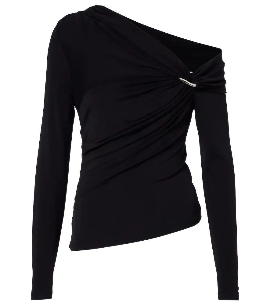 Veronica Beard Lozea asymmetric ruched jersey top