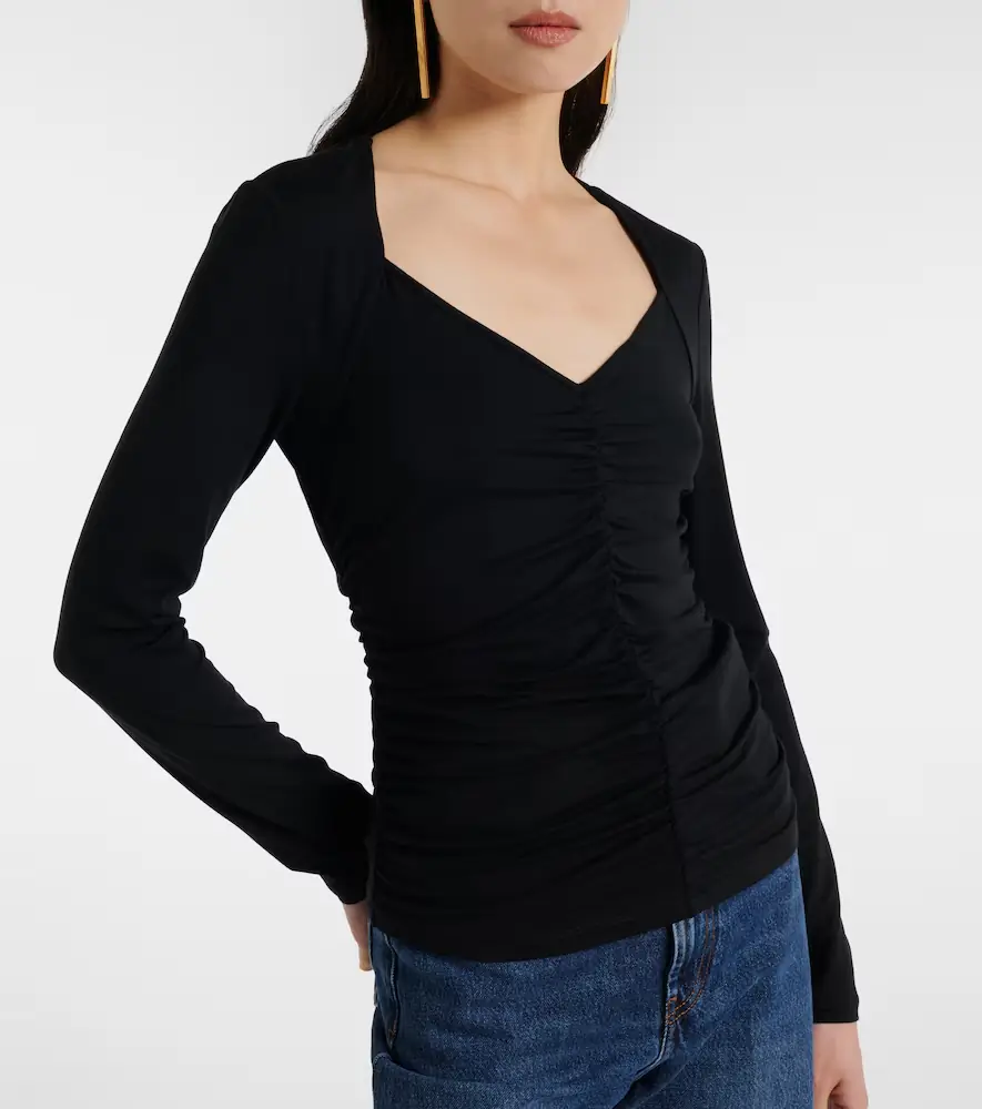Veronica Beard Benedict gathered cotton jersey T-shirt | Thumbnail 3 Veronica Beard Benedict gathered cotton jersey T-shirt | Thumbnail 3
