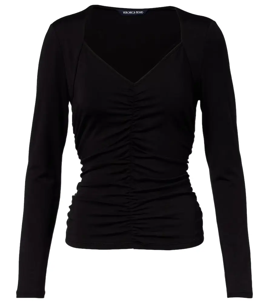 Veronica Beard Benedict gathered cotton jersey T-shirt