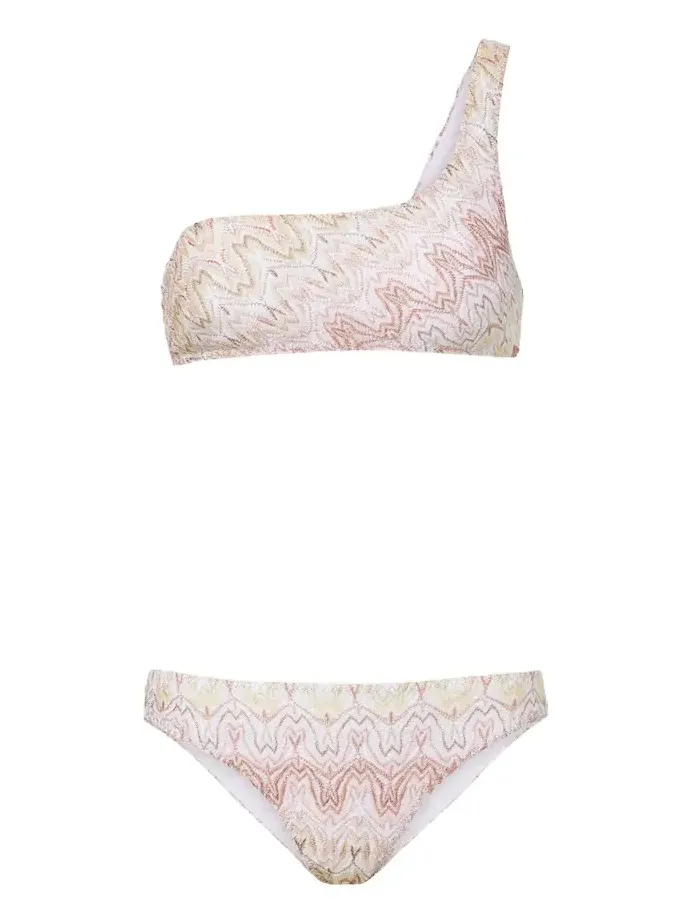 Missoni Lamé one-shoulder bikini