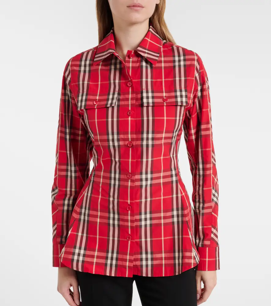 Burberry Check peplum cotton shirt | Thumbnail 4 Burberry Check peplum cotton shirt | Thumbnail 4