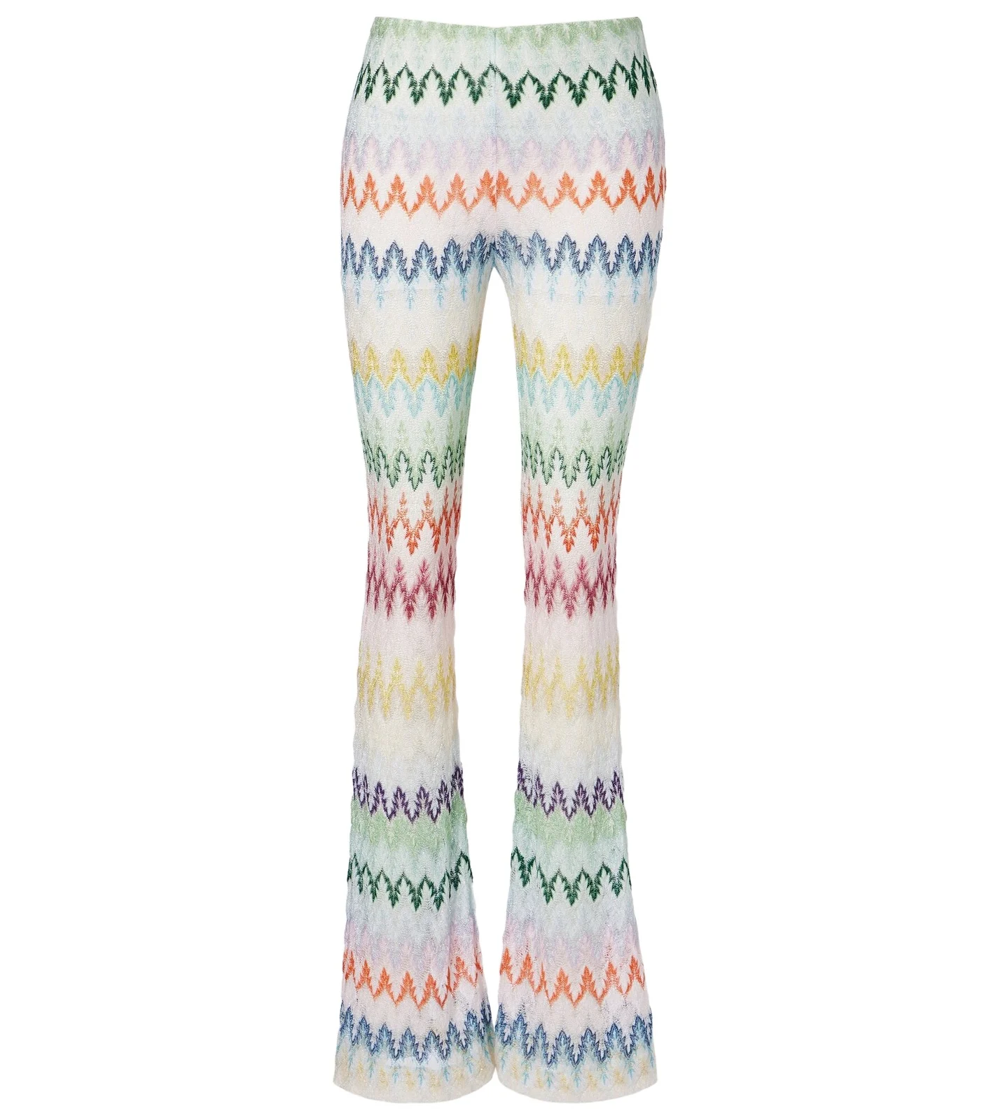 Open-knit lamé flared pants