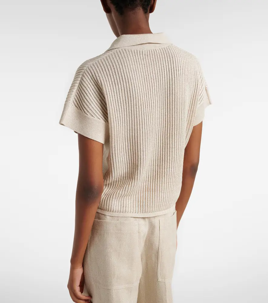 Brunello Cucinelli Cotton-blend lamé polo shirt | Thumbnail 4 Brunello Cucinelli Cotton-blend lamé polo shirt | Thumbnail 4