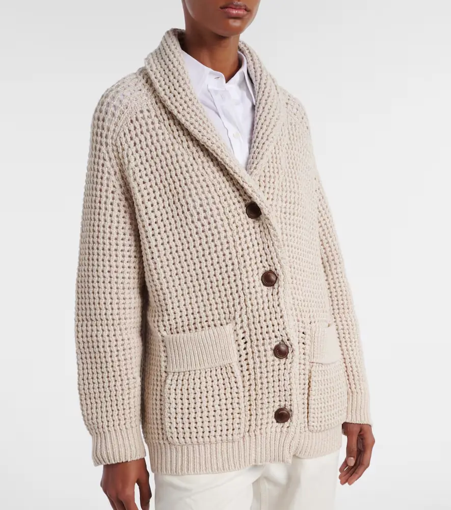 Brunello Cucinelli Open-knit cotton-blend cardigan | Thumbnail 2