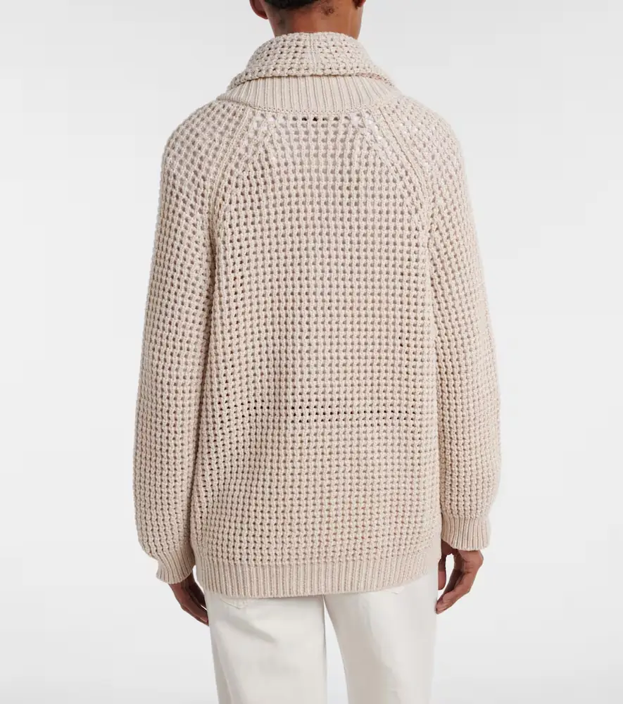 Brunello Cucinelli Open-knit cotton-blend cardigan | Thumbnail 3