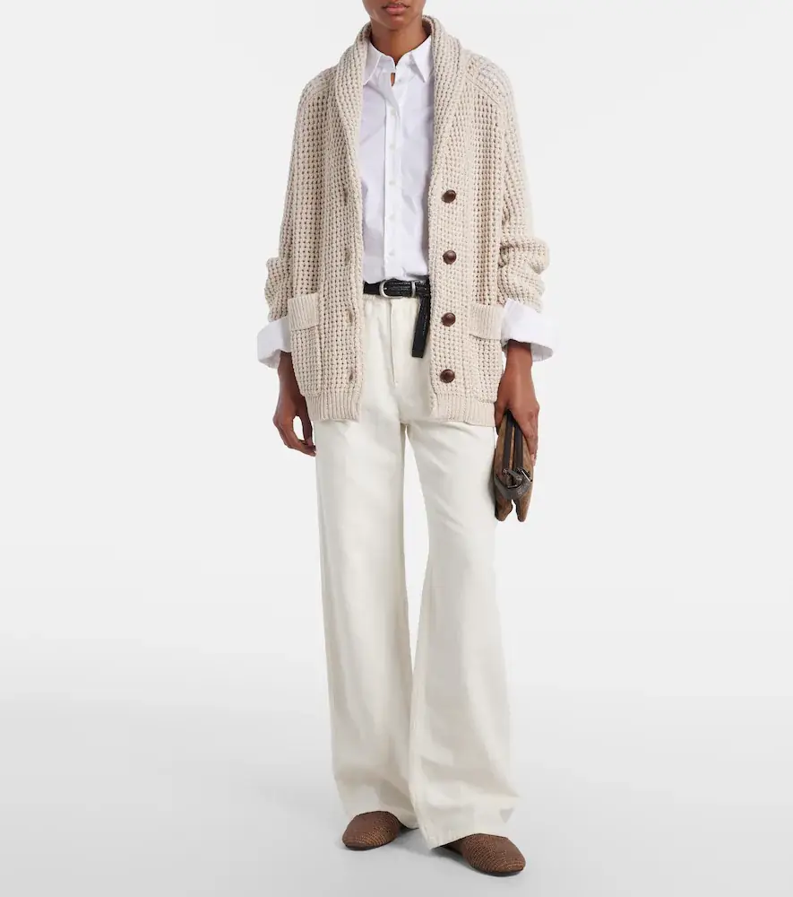 Brunello Cucinelli Open-knit cotton-blend cardigan | Thumbnail 4