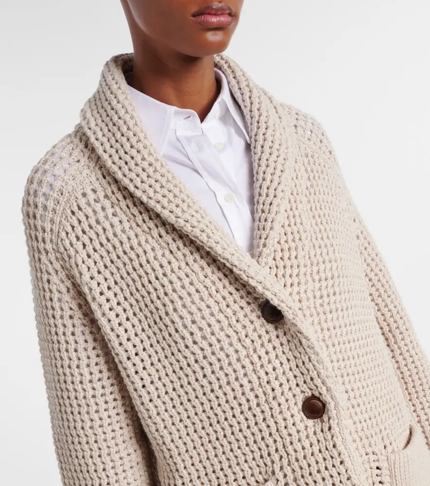 Brunello Cucinelli Open-knit cotton-blend cardigan | Thumbnail 5