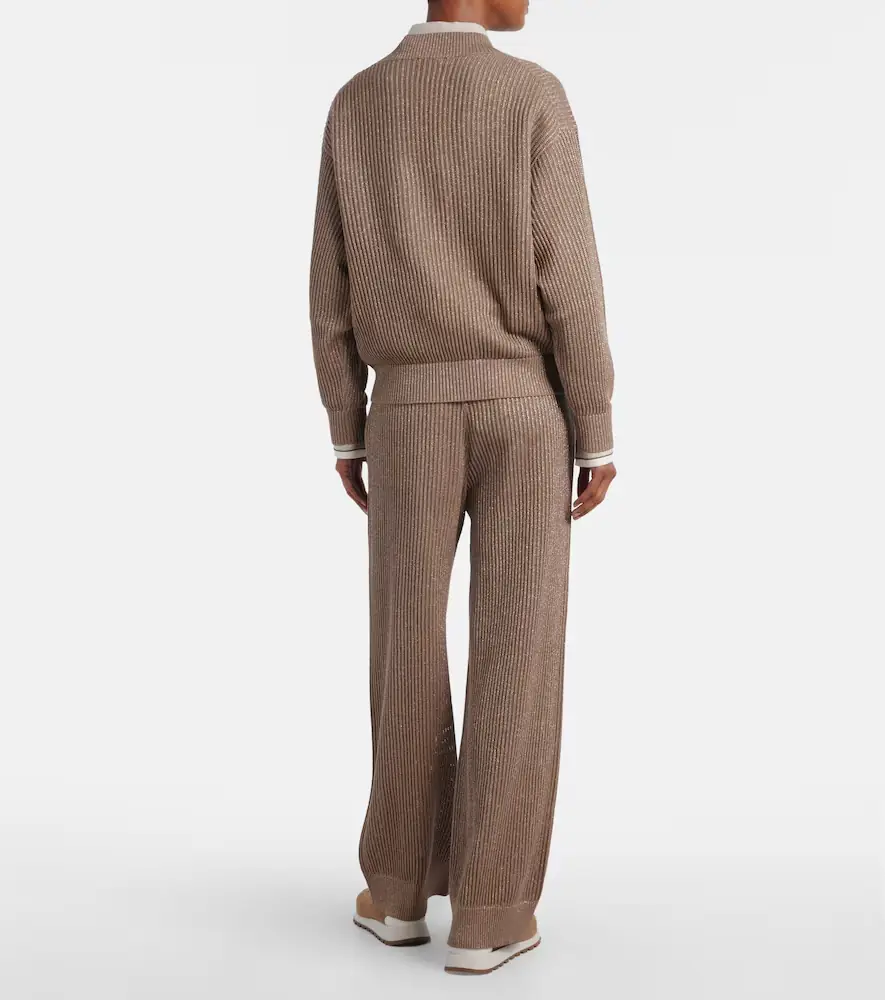 Brunello Cucinelli Ribbed-knit cotton-blend wide-leg pants | Thumbnail 5 Brunello Cucinelli Ribbed-knit cotton-blend wide-leg pants | Thumbnail 5