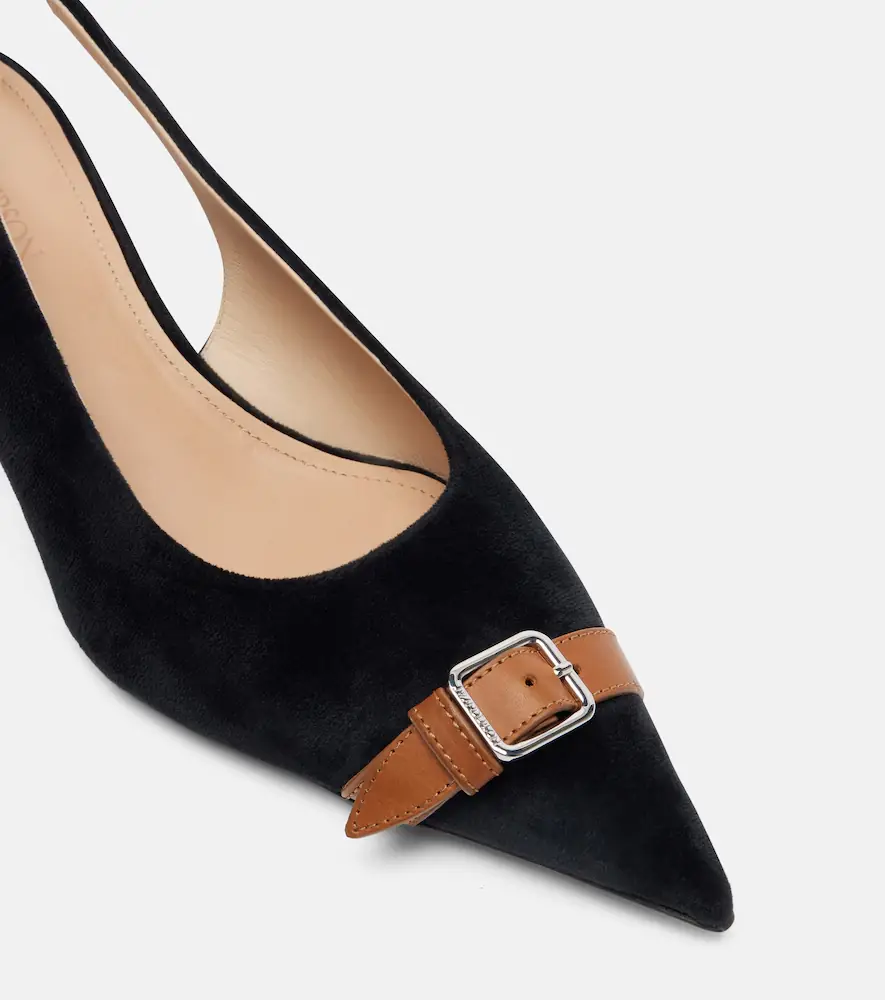 JW Anderson Leather-trimmed velvet slingback pumps | Thumbnail 4 JW Anderson Leather-trimmed velvet slingback pumps | Thumbnail 4