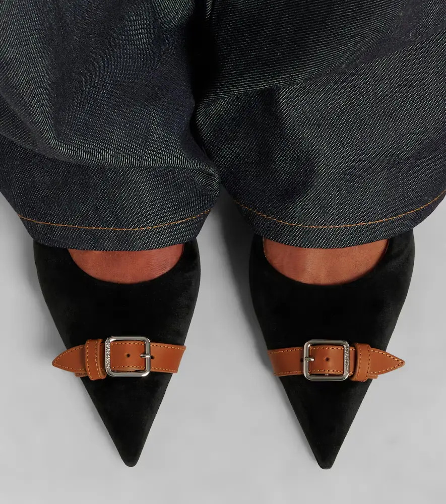 JW Anderson Leather-trimmed velvet slingback pumps | Thumbnail 6 JW Anderson Leather-trimmed velvet slingback pumps | Thumbnail 6