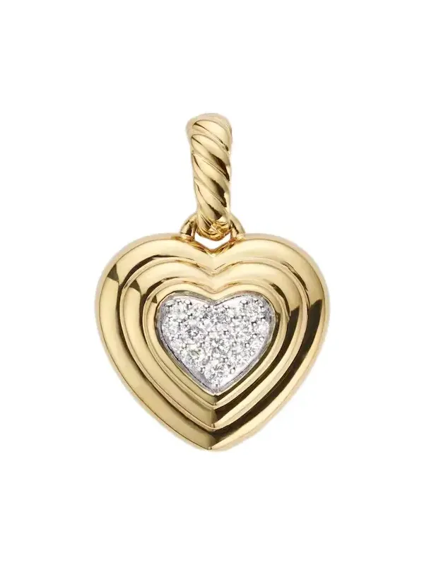 Puffy Heart Amulet 18kt gold pendant with diamonds
