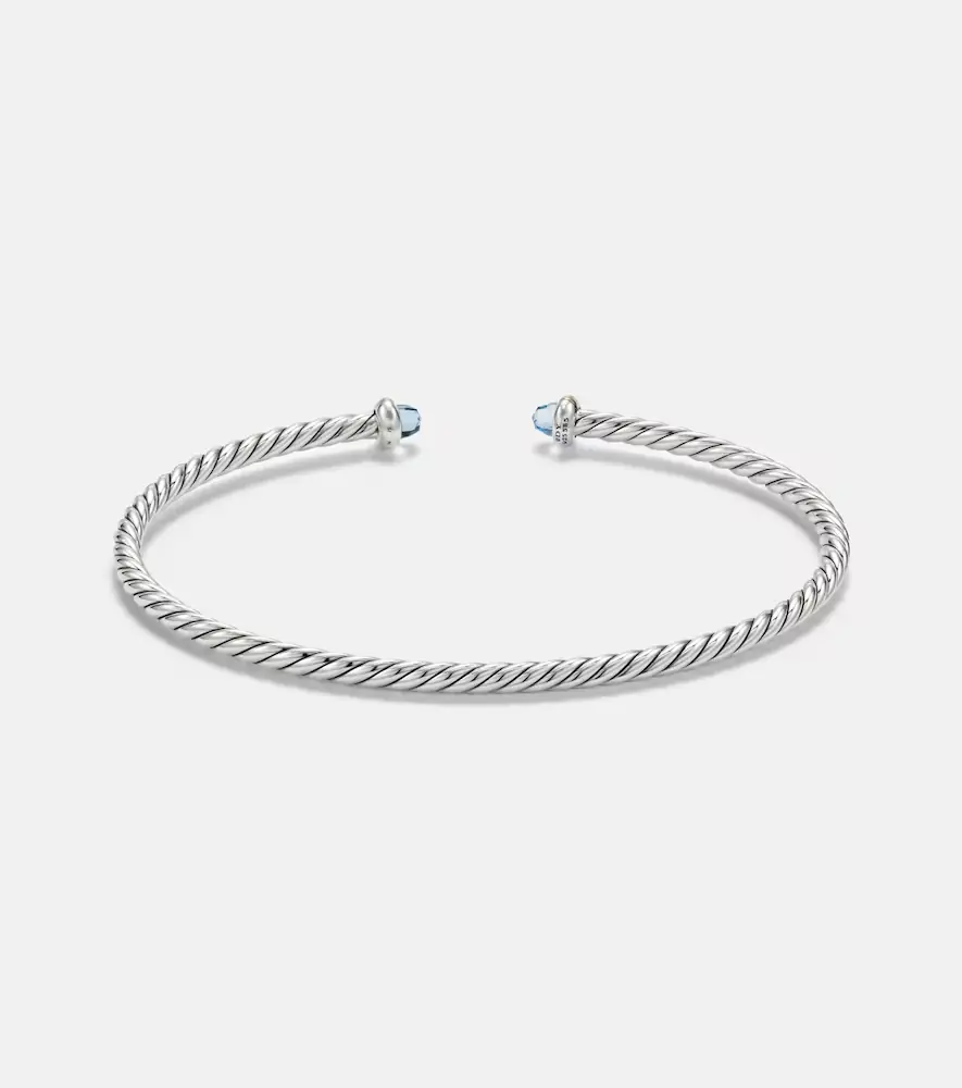 David Yurman Micro Cable Flex sterling silver and 14kt gold cuff bracelet with topaz | Thumbnail 2 David Yurman Micro Cable Flex sterling silver and 14kt gold cuff bracelet with topaz | Thumbnail 2