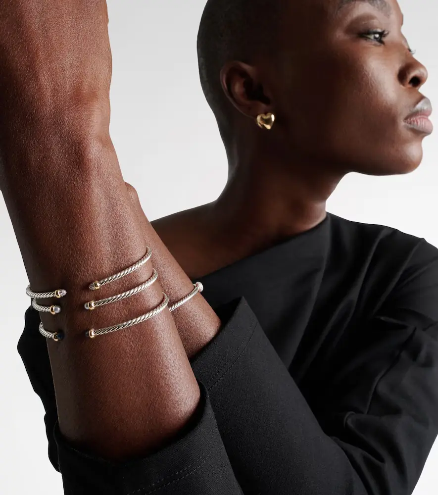 David Yurman Micro Cable Flex sterling silver and 14kt gold cuff bracelet with topaz | Thumbnail 4 David Yurman Micro Cable Flex sterling silver and 14kt gold cuff bracelet with topaz | Thumbnail 4
