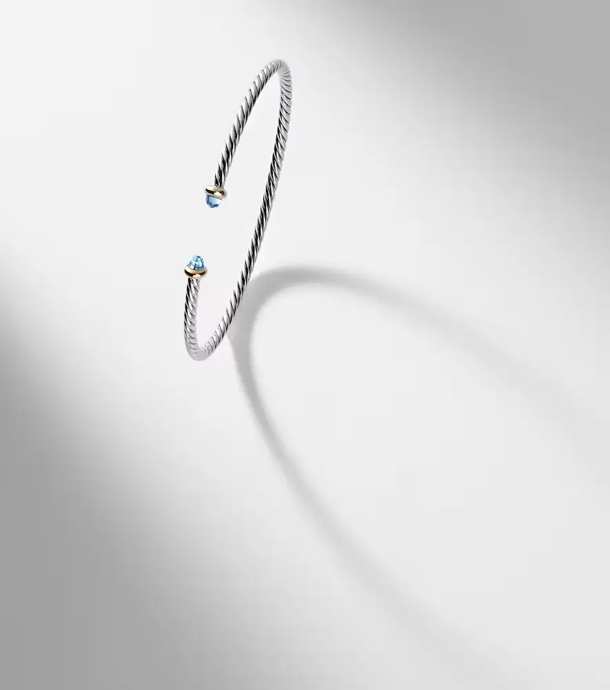 David Yurman Micro Cable Flex sterling silver and 14kt gold cuff bracelet with topaz | Thumbnail 5 David Yurman Micro Cable Flex sterling silver and 14kt gold cuff bracelet with topaz | Thumbnail 5