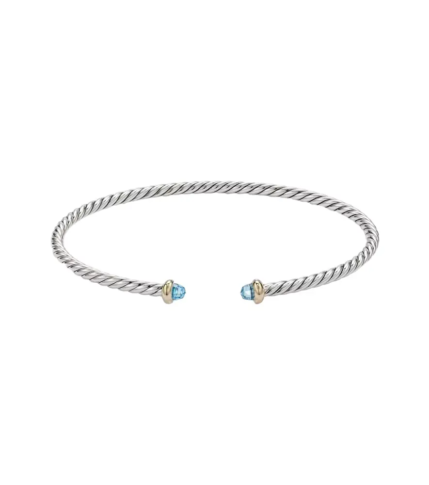 Micro Cable Flex sterling silver and 14kt gold cuff bracelet with topaz Micro Cable Flex sterling silver and 14kt gold cuff bracelet with topaz