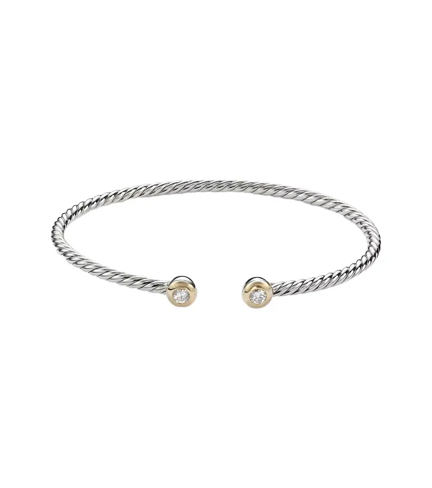 Micro Cable Flex 925 sterling silver and 14kt gold bangle Micro Cable Flex 925 sterling silver and 14kt gold bangle