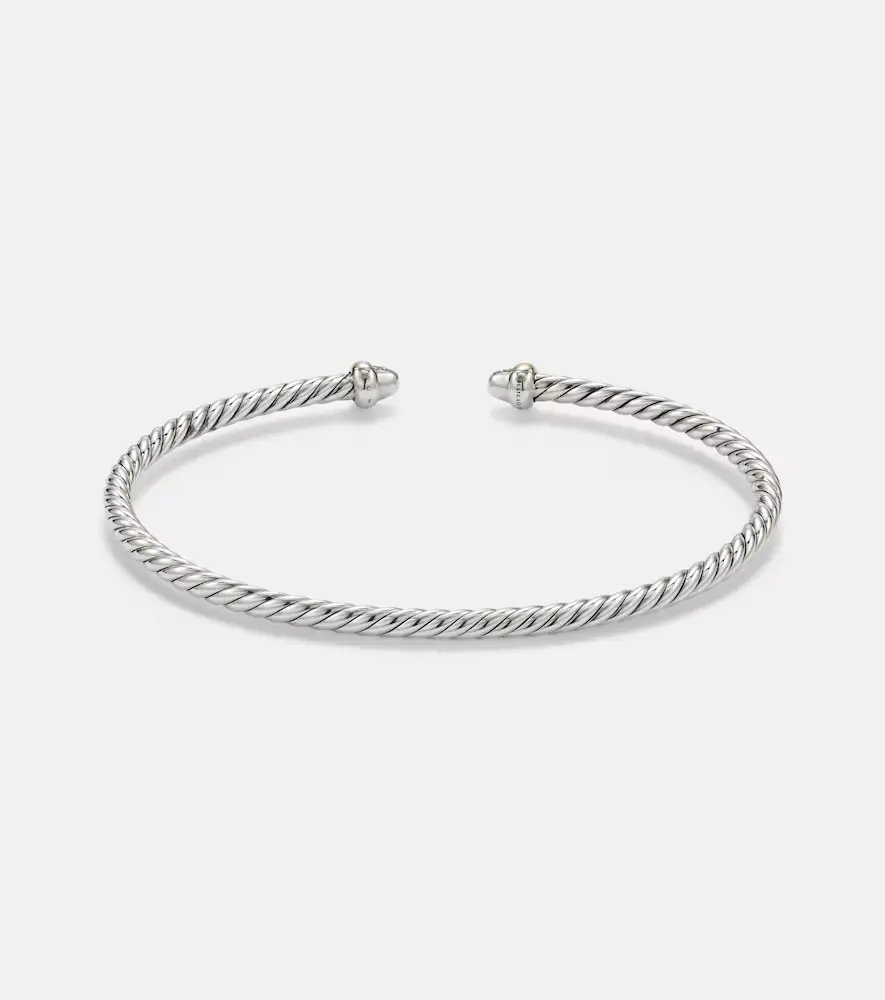 David Yurman Micro Cable Flex sterling silver and 14kt gold cuff bracelet with diamonds | Thumbnail 2 David Yurman Micro Cable Flex sterling silver and 14kt gold cuff bracelet with diamonds | Thumbnail 2