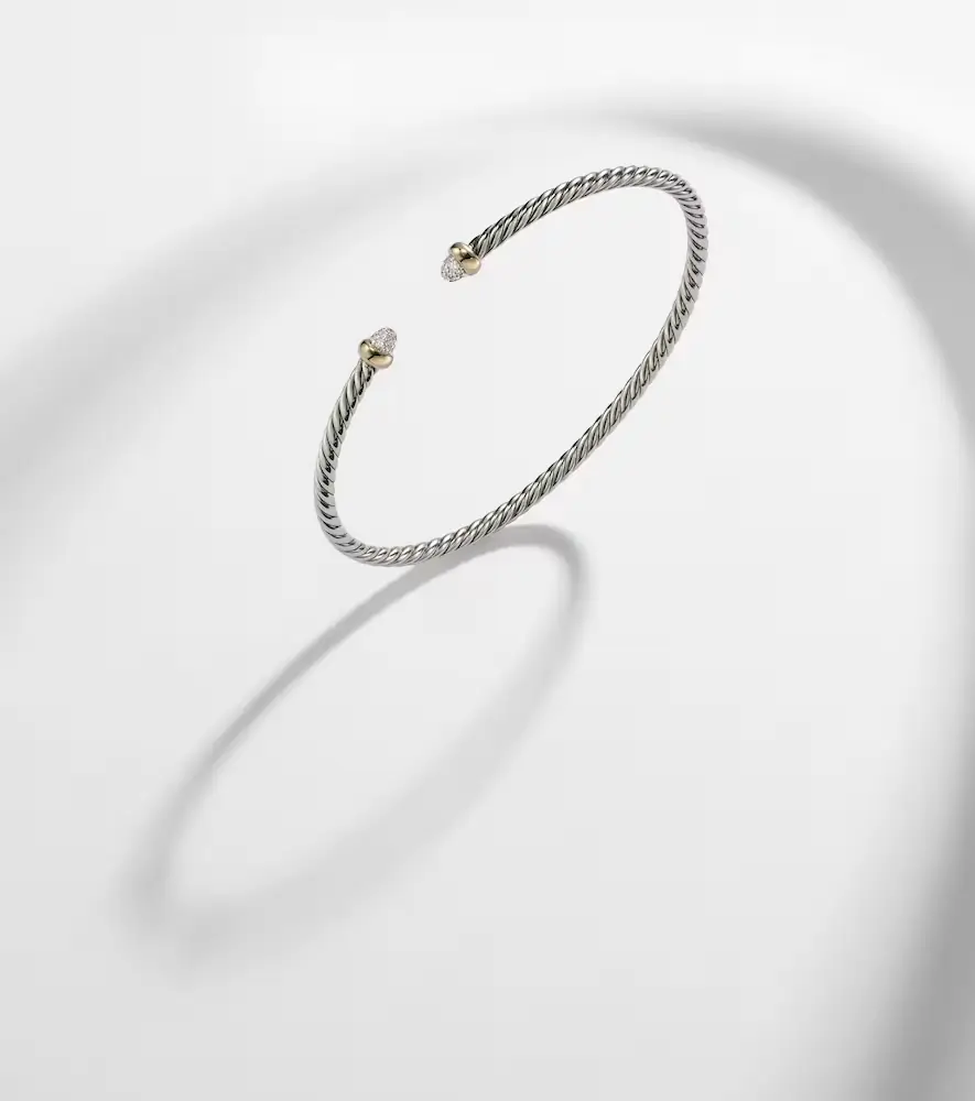 David Yurman Micro Cable Flex sterling silver and 14kt gold cuff bracelet with diamonds | Thumbnail 5 David Yurman Micro Cable Flex sterling silver and 14kt gold cuff bracelet with diamonds | Thumbnail 5