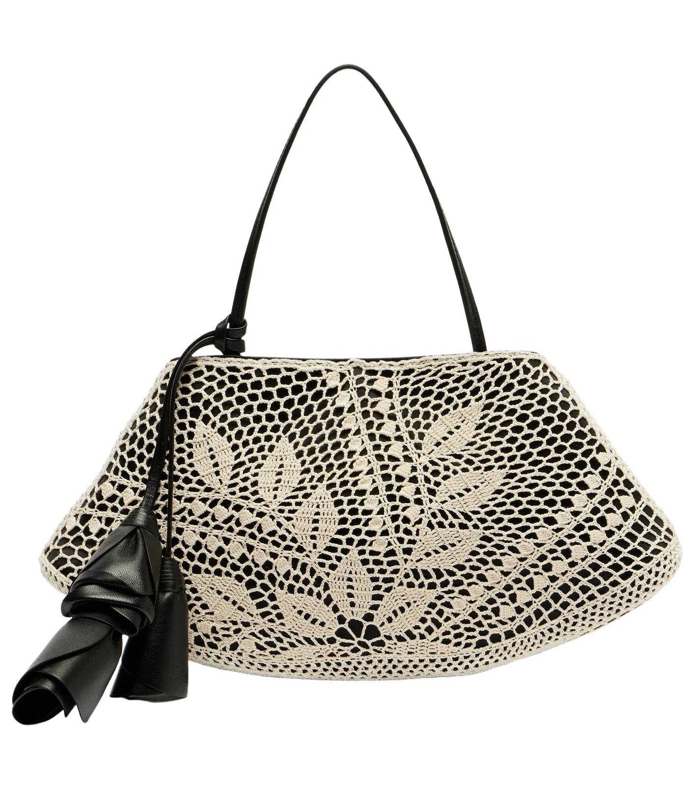 Maya Small crochet leather-trimmed shoulder bag Maya Small crochet leather-trimmed shoulder bag