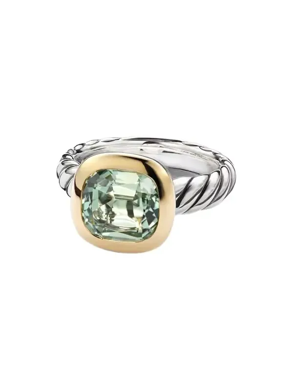 DY Mercer sterling silver and 18kt gold ring with prasiolite DY Mercer sterling silver and 18kt gold ring with prasiolite