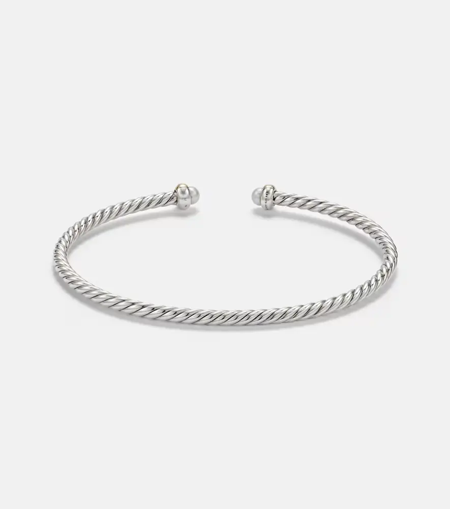 David Yurman Micro Cable Flex sterling silver and 14kt gold cuff bracelet with pearls | Thumbnail 2 David Yurman Micro Cable Flex sterling silver and 14kt gold cuff bracelet with pearls | Thumbnail 2
