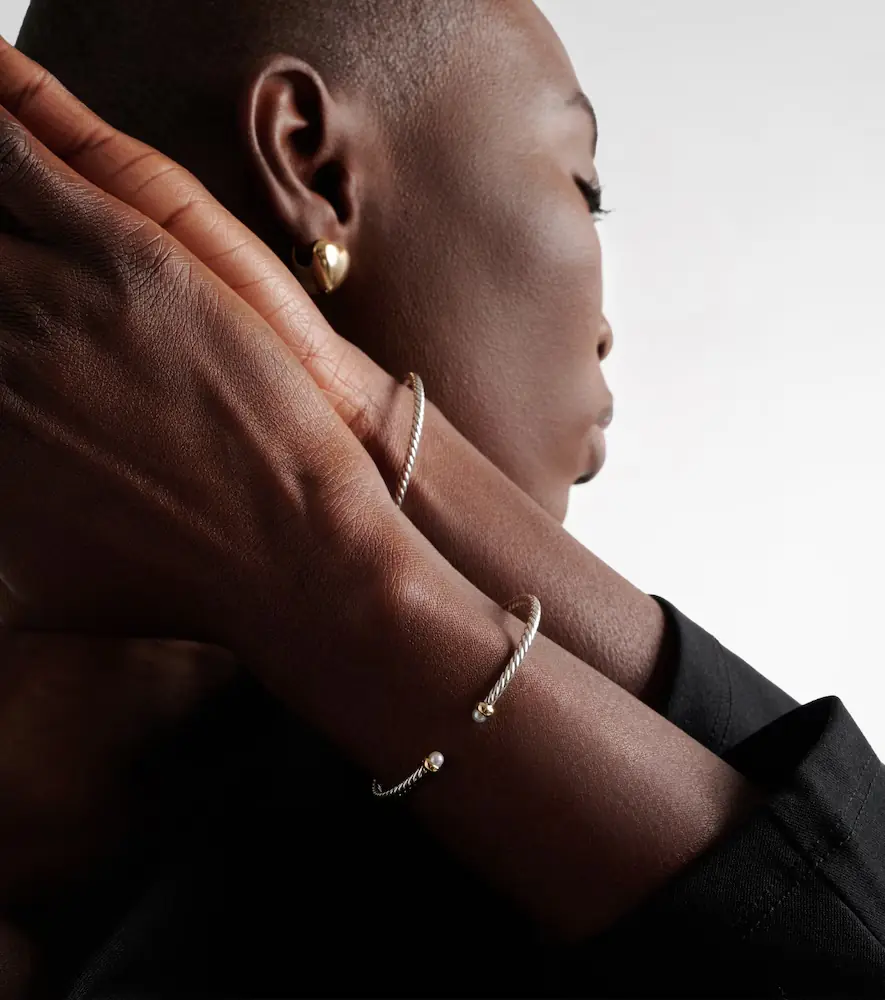 David Yurman Micro Cable Flex sterling silver and 14kt gold cuff bracelet with pearls | Thumbnail 4 David Yurman Micro Cable Flex sterling silver and 14kt gold cuff bracelet with pearls | Thumbnail 4