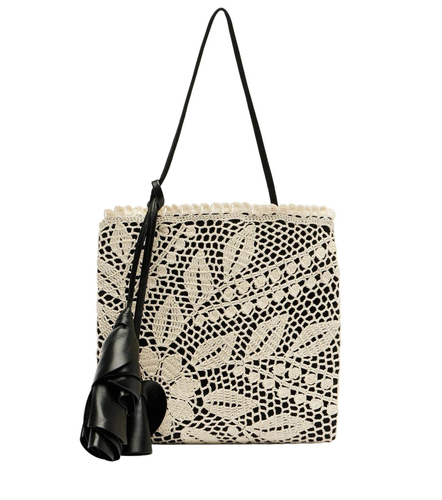 Julia Small crochet leather-trimmed tote bag Julia Small crochet leather-trimmed tote bag