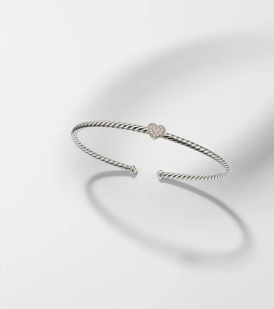 David Yurman Cable Flex Heart Micro sterling silver cuff bracelet with diamonds | Thumbnail 5 David Yurman Cable Flex Heart Micro sterling silver cuff bracelet with diamonds | Thumbnail 5