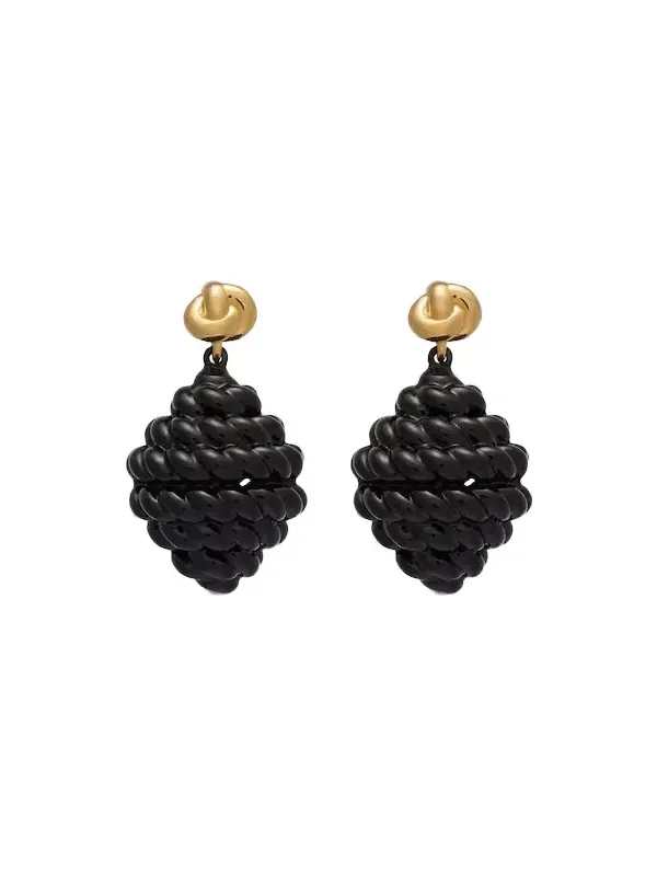 Rope gold-plated enamel drop earrings