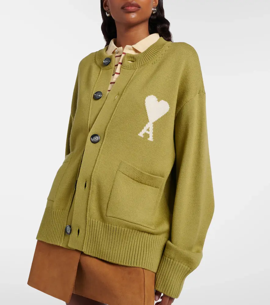 AMI PARIS Ami de Caur wool and cotton cardigan | Thumbnail 4