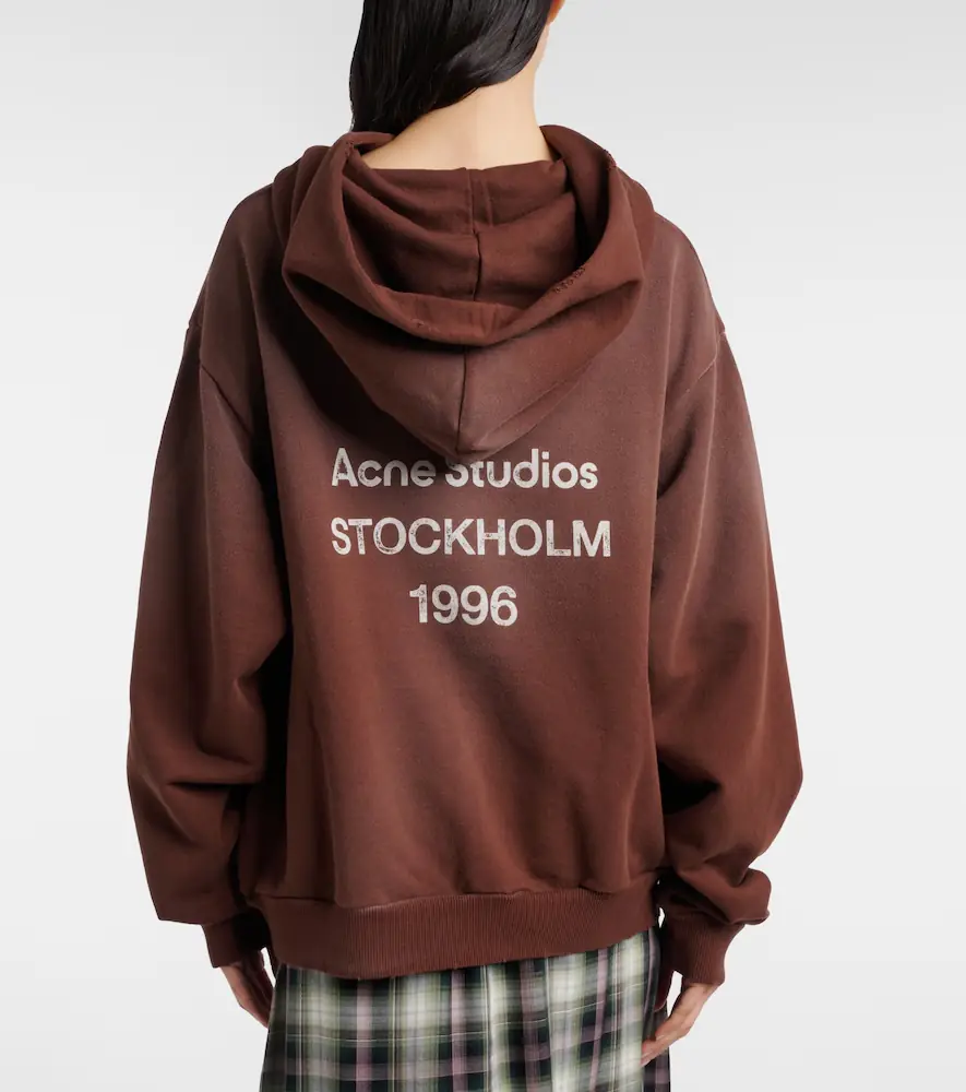 Acne Studios Logo cotton-blend fleece hoodie | Thumbnail 2