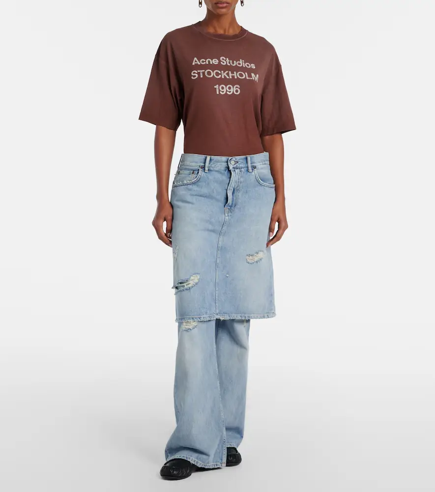 Acne Studios Distressed layered wide-leg jeans | Thumbnail 2