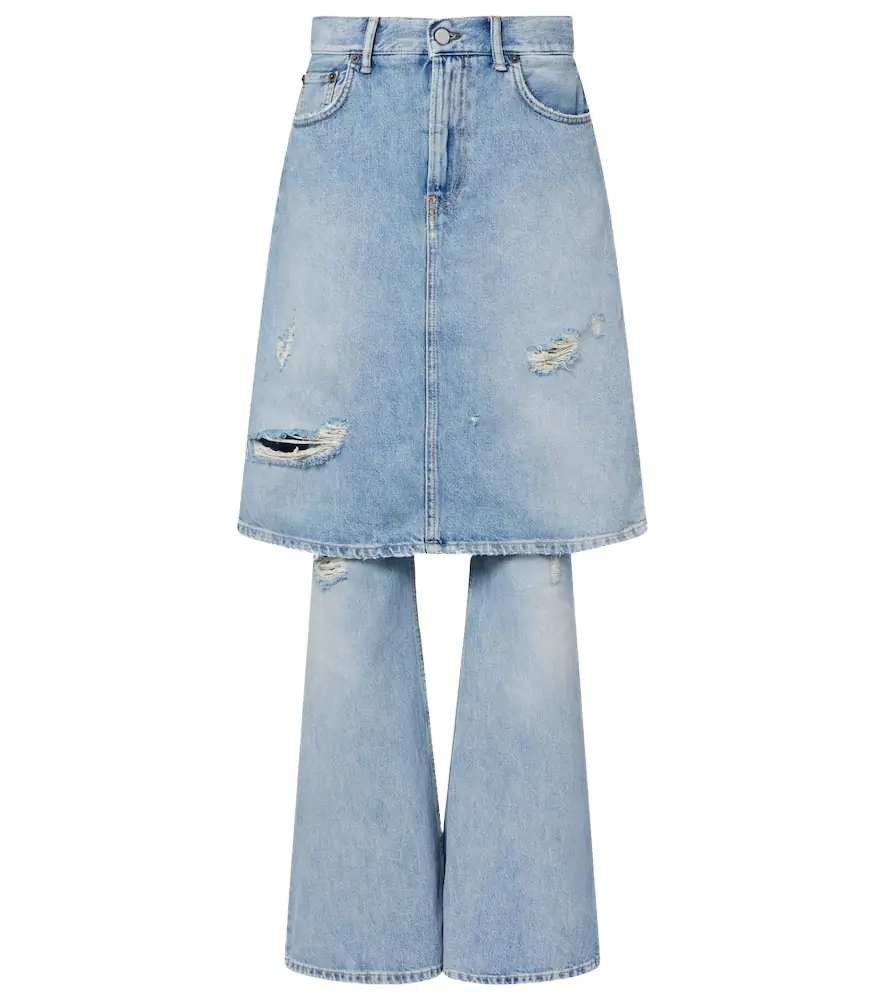 Acne Studios Distressed layered wide-leg jeans | Image 1 Acne Studios Distressed layered wide-leg jeans | Image 1