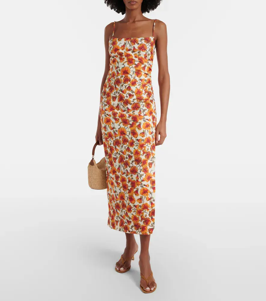 SIR. Floral linen midi dress | Thumbnail 5