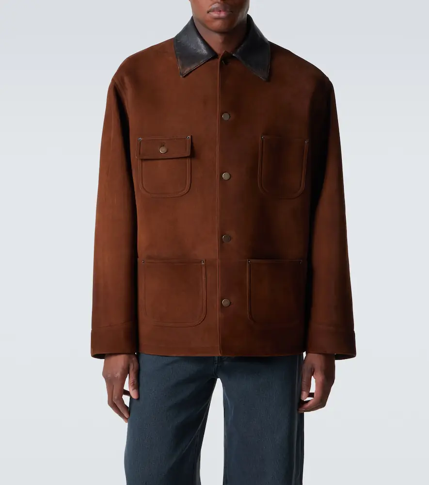 Prada Leather-trimmed suede jacket | Thumbnail 3 Prada Leather-trimmed suede jacket | Thumbnail 3