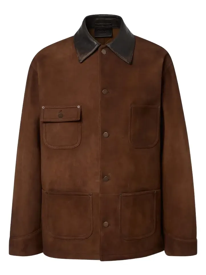 Leather-trimmed suede jacket Leather-trimmed suede jacket