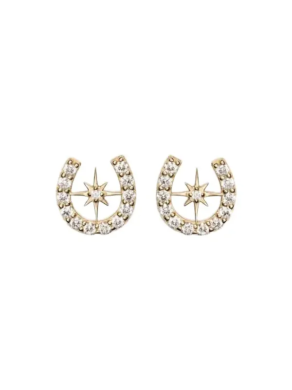 Horseshoe Starburst 14kt gold stud earrings with diamonds Horseshoe Starburst 14kt gold stud earrings with diamonds