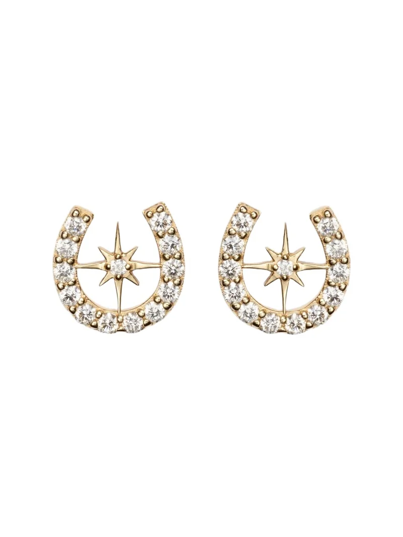 Horseshoe Starburst 14kt gold stud earrings with diamonds Horseshoe Starburst 14kt gold stud earrings with diamonds