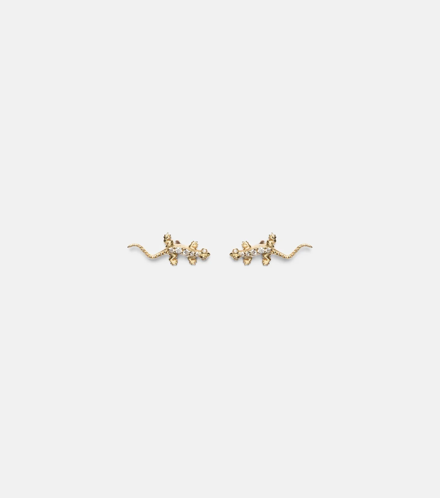 Lizard 14kt gold stud earrings with diamonds