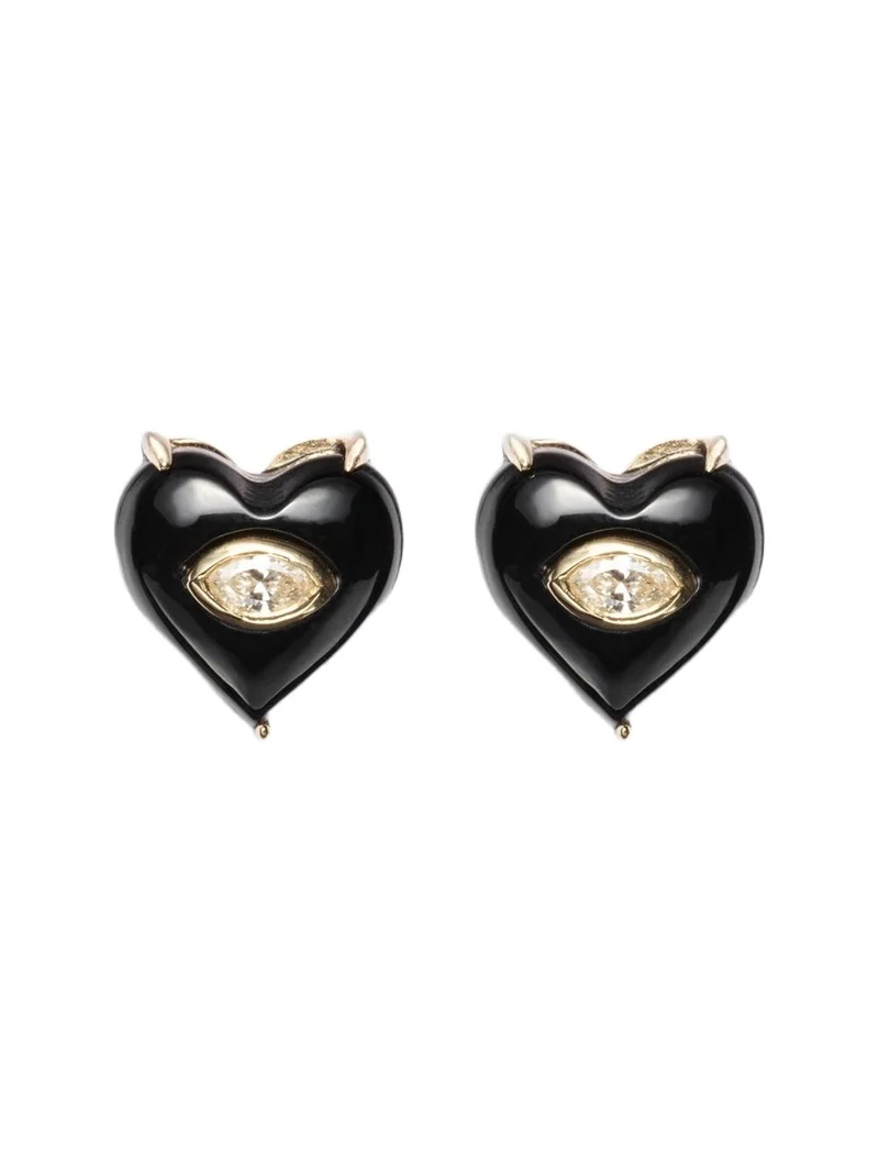 14kt gold earrings with diamonds and onyx