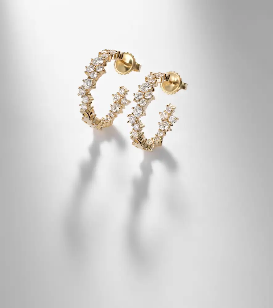 Sydney Evan 14kt gold hoop earrings with diamonds | Thumbnail 5 Sydney Evan 14kt gold hoop earrings with diamonds | Thumbnail 5