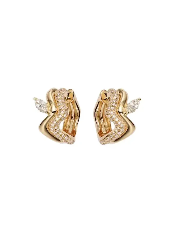 18kt gold earrings with diamonds 18kt gold earrings with diamonds