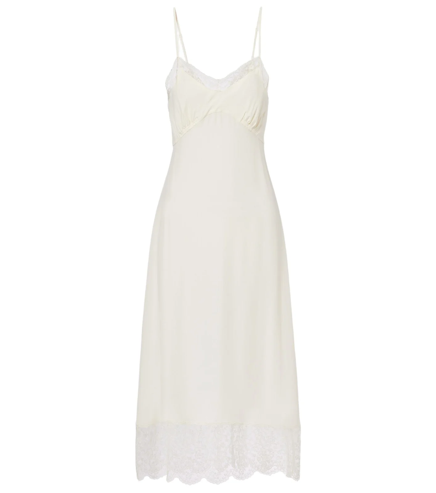 Lace-trimmed crêpe de chine slip dress