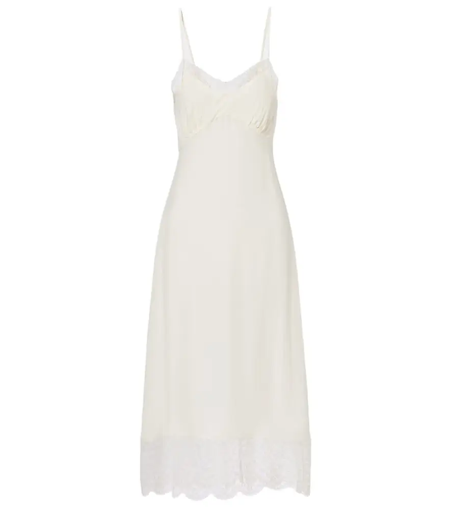 Simone Rocha Lace-trimmed crêpe de chine slip dress | Image 1 Simone Rocha Lace-trimmed crêpe de chine slip dress | Image 1