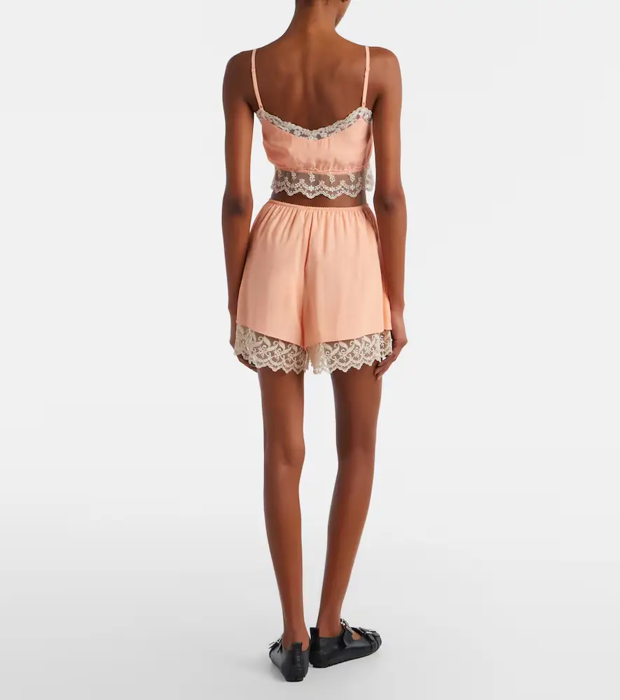 Simone Rocha Lace-trimmed satin shorts | Thumbnail 4